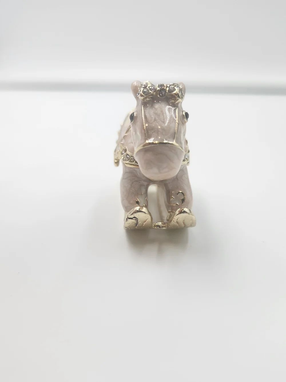 Pink Enamel Rocking Horse Brooch with Gold Accents